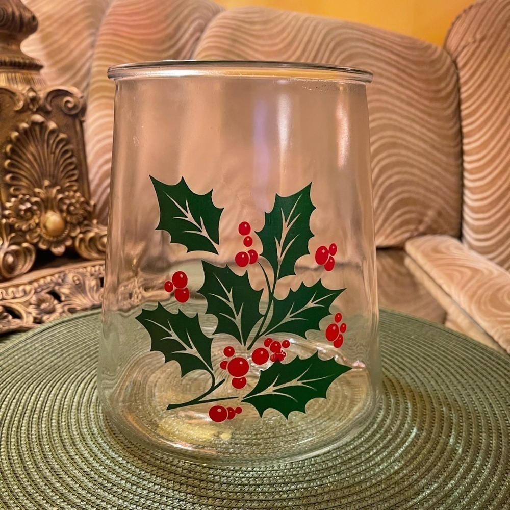 Vintage Holly and Berries Jar Holly and Berries Cookie Jar Indiana Glass Holiday